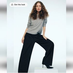 Reformation Mason Relaxed Wide-Leg Black And White Pinstripe Pants Size 4